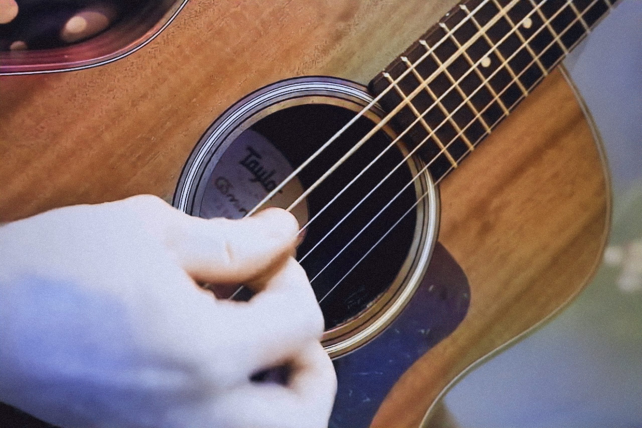 Akustikgitarre für Gitarrenunterricht im Tonstudio